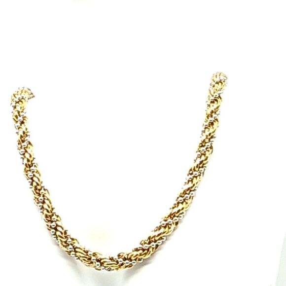 1980s Vintage Gold Rope and Silver Ball Chain Chunky Statement Necklace - Picture 2 of 9